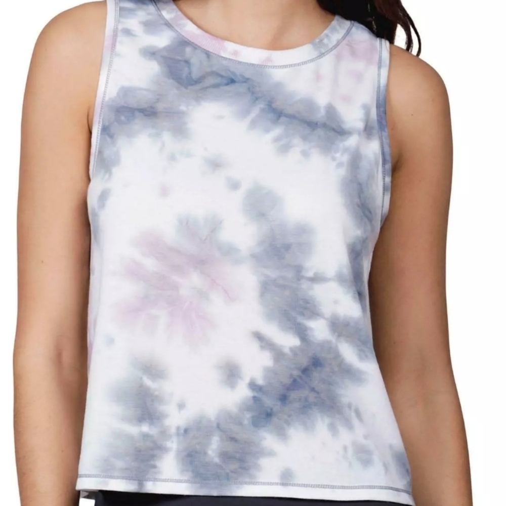 90 Degree By Reflex Grey Purple Tie-dye Tank Top